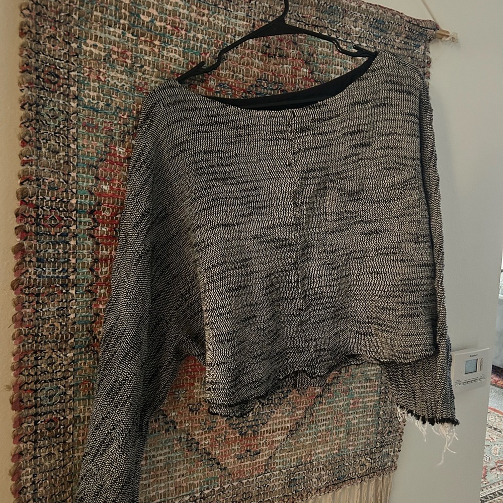 Free People Women's Black and White Sweater Top